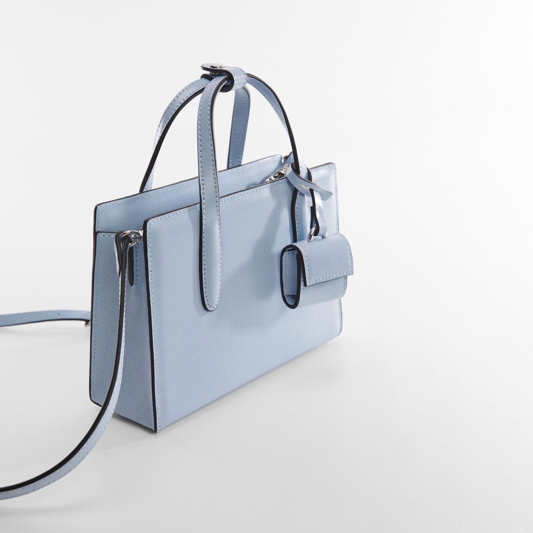 Small shopper bag saffiano Antia - sky blue