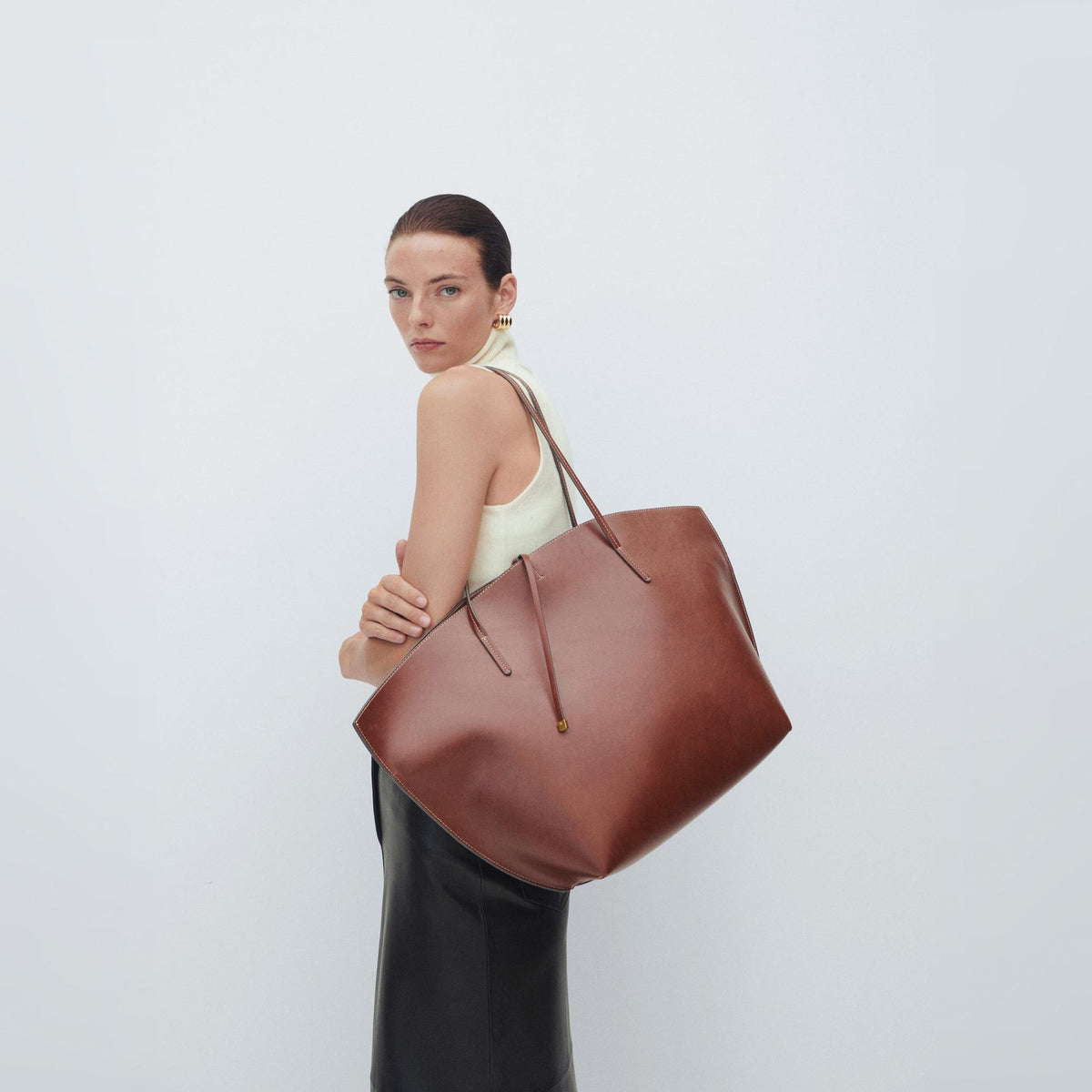 Sac cabas anse double Marua - tabac