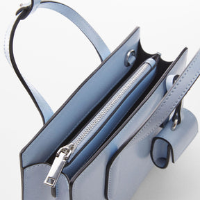 Petit sac shopper saffiano Antia - bleu ciel