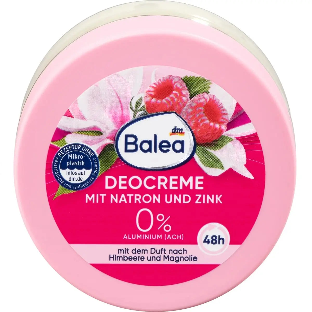 Déodorant Crème 50 ml au Bicarbonate de Soude et Zinc Senteur Framboise et Magnolia 48h Balea