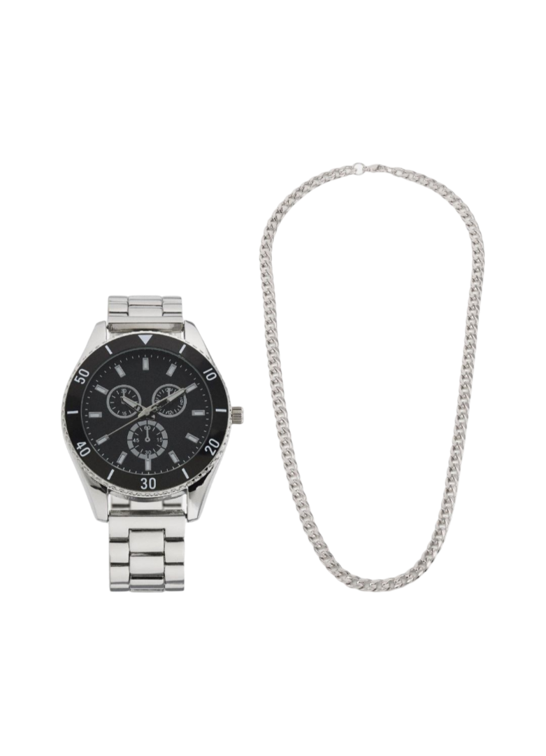 UNISEX WATCH AND NECKLACE SET
