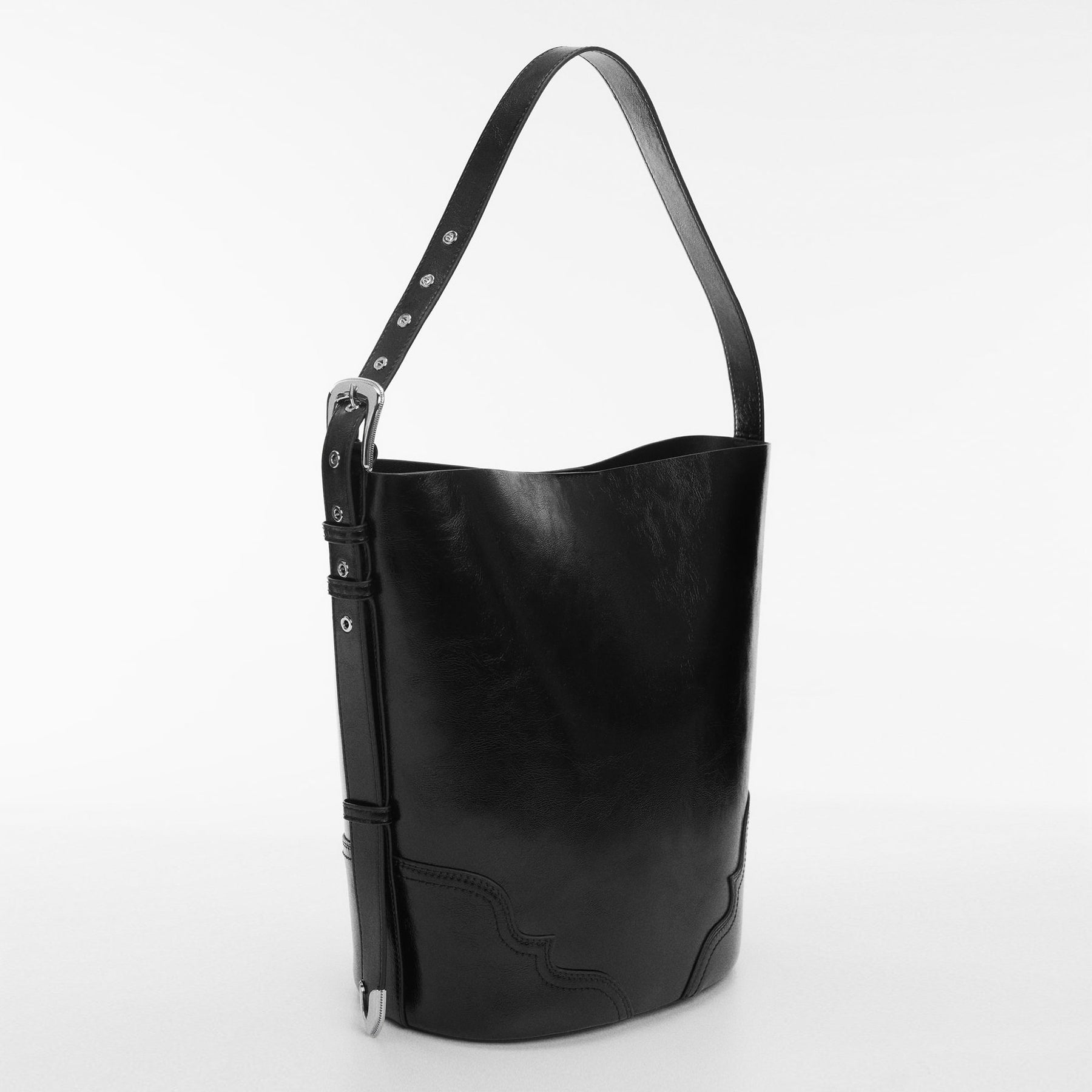 Sac shopper coutures Texas - noir