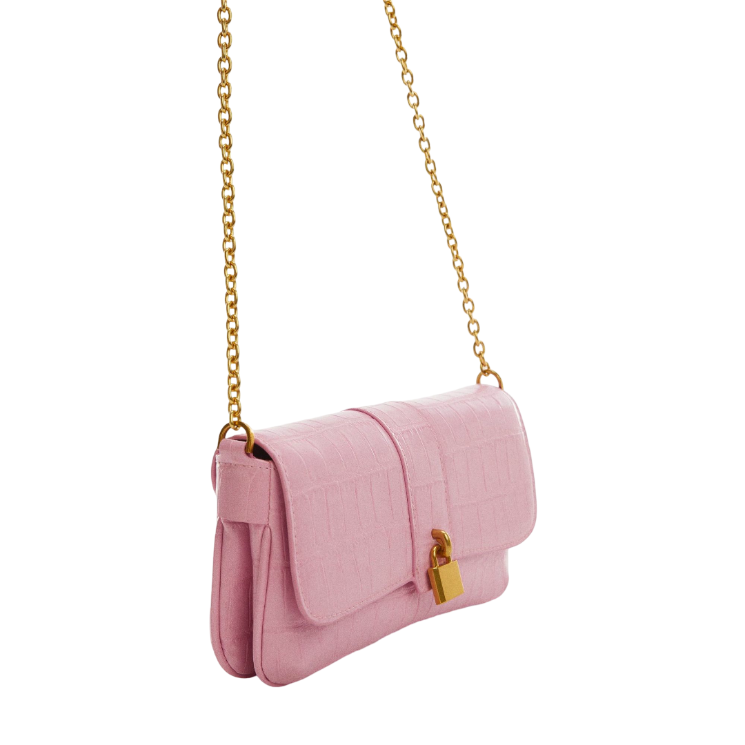 Victoria croco chain bag - candy pink