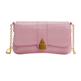 Sac chaine effet croco Victoria - rose bonbon